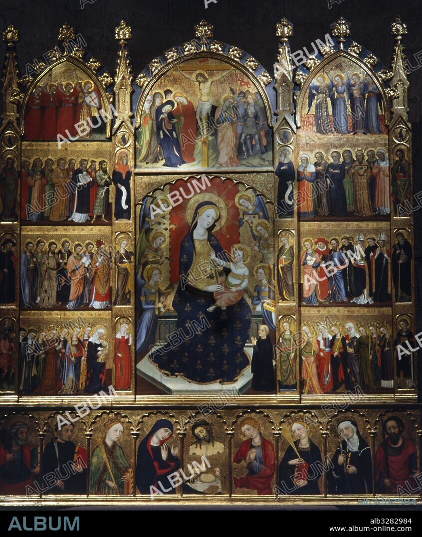 PERE SERRA. Retablo de Santa María de todos los Santos, 1375.  Pintura sobre tabla. Monasterio de Sant Cugat del Vallès (el Vallès Occidental).