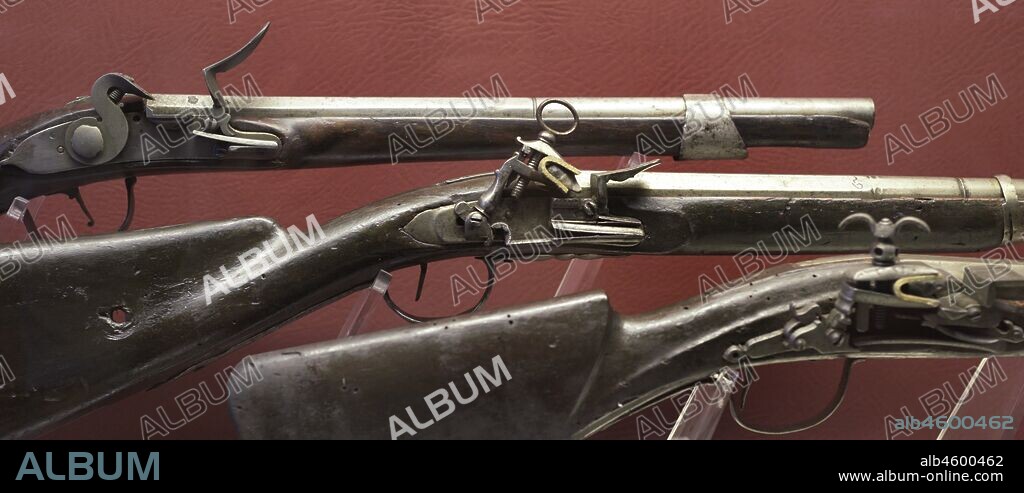 Armas de fuego. Europa. Fusil de chispa. Siglos XVII-XVIII. Palacio del Gran Maestre. La Valeta. Malta.
