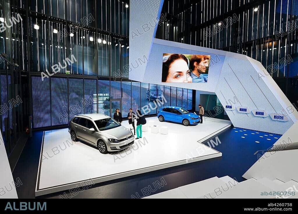 Brand pavilion of VW, Autostadt of the Volkswagen AG, Wolfsburg, Lower Saxony, Germany, Europe.