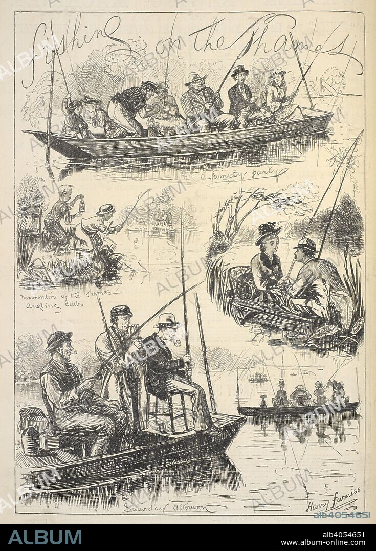 HARRY FURNISS. 'Fishing on the Thames'. . Illustrated Sporting and Dramatic News. 28/10/1876. Source: Illustrated Sporting and Dramatic News. 28/10/1876.