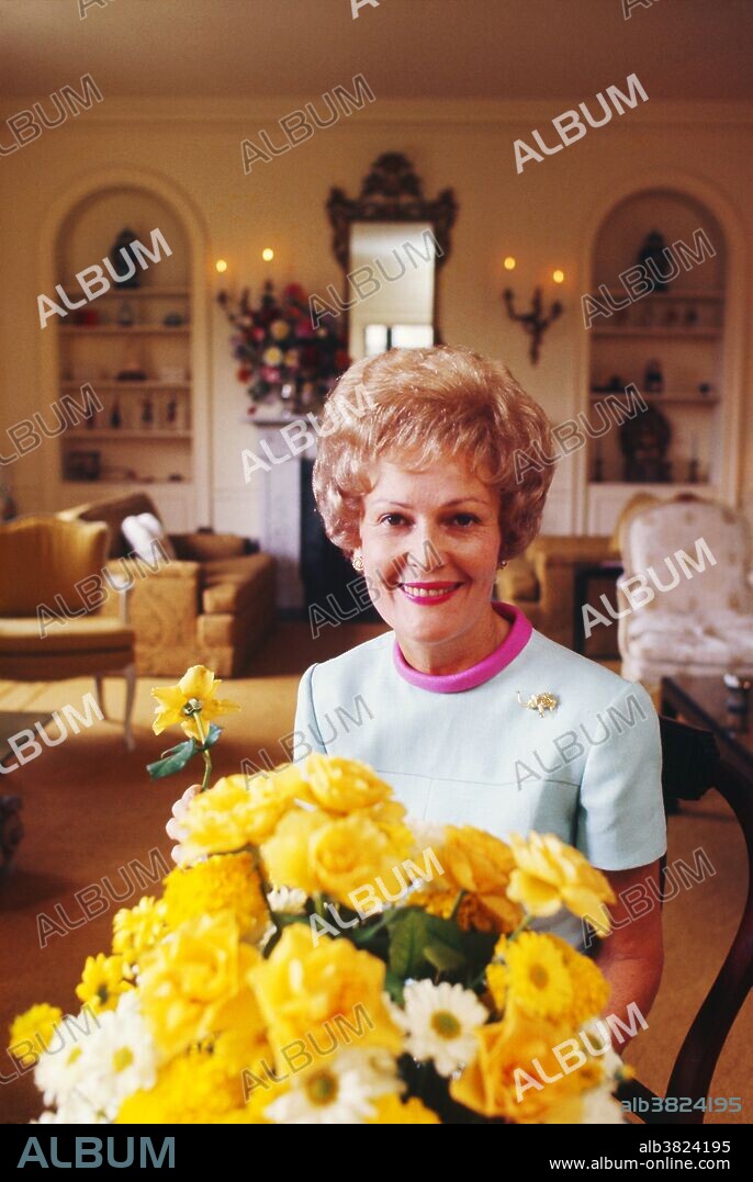 Portrait of Pat Nixon (1912-1993), the wife of Richard M. Nixon, who served as president of the United States from 1969 to 1974. As first lady, Pat Nixon promoted volunteer efforts to solve problems in American communities. Her most famous volunteer effort occured following an earthquake in Peru in 1970. Mrs. Nixon visited Peru to bring much needed earthquake relief supplies after calling on Americans to organize relief programs for the victims.