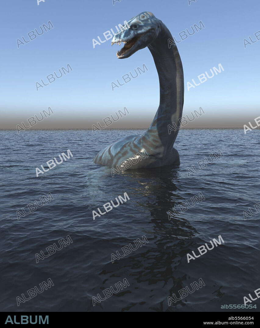 Plesiosaur dinosaur in its ocean habitat.