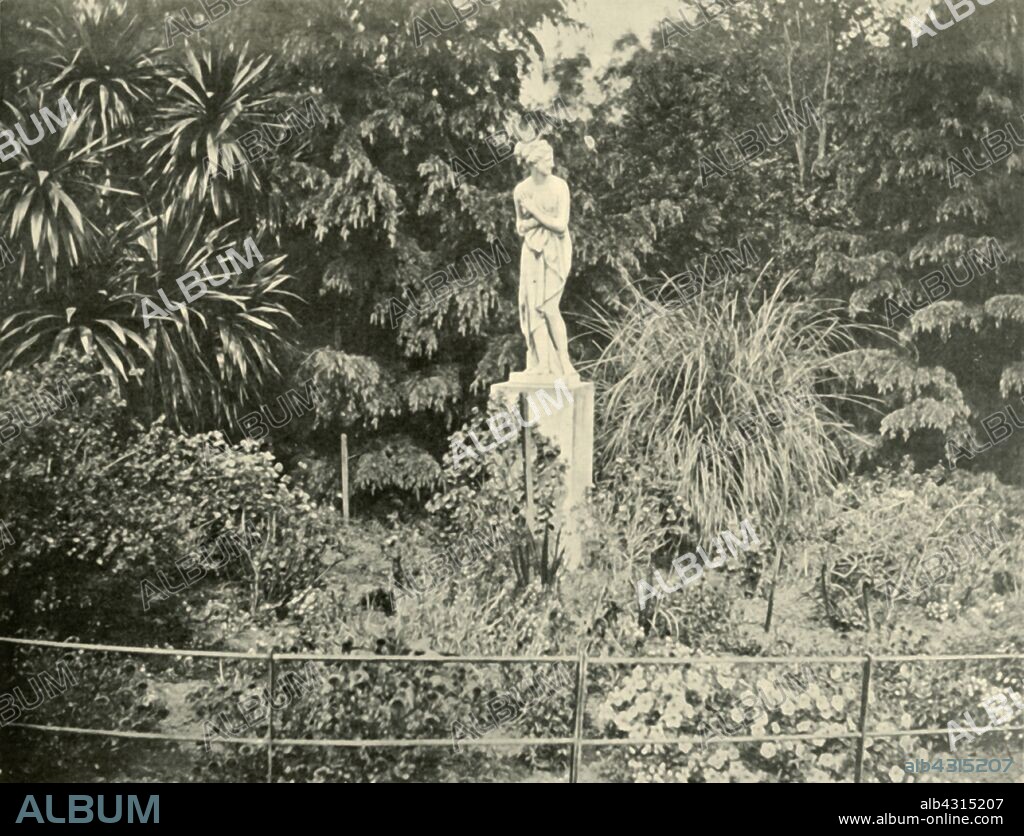 'In the Fitzroy Gardens, Melbourne', 1901. Victorian era landscaped gardens initially designed by Clement Hodgkinson. From "Federated Australia". [The Werner Company, London, 1901].