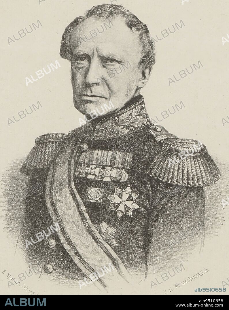 Portrait of Frederick of Orange-Nassau Z.K.H. Prince Frederick of the Netherlands, print maker: Frederik Hendrik Weissenbruch, (mentioned on object), printer: Elias Spanier, (mentioned on object), publisher: B.J. Dona Pieck, (mentioned on object), The Hague, 1858 - 1863, paper, h 363 mm - w 280 mm.