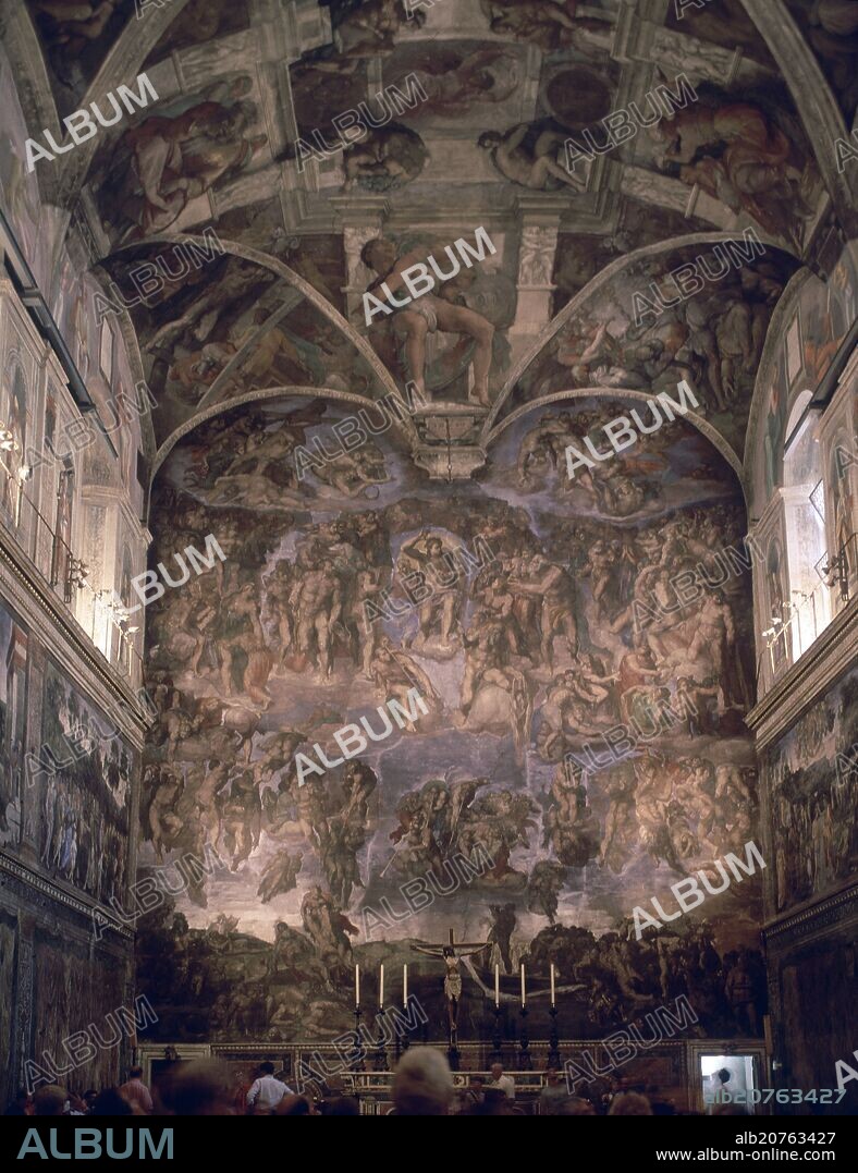 MIGUEL ANGEL BUONARROTI. FRESCOS DEL JUICIO FINAL Y LOS DEL GENESIS- PINTURA RENACENTISTA- S XVI- ANTES DE LA RESTAURACION.