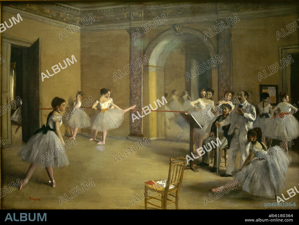 EDGAR DEGAS (1834-1917). CLASE DE DANZA EN LA CALLE PELETIER O SALA DE BALLET DE LA OPERA EN LA CALLE PELETIER - 1872 - O/L - 32x46 cm.