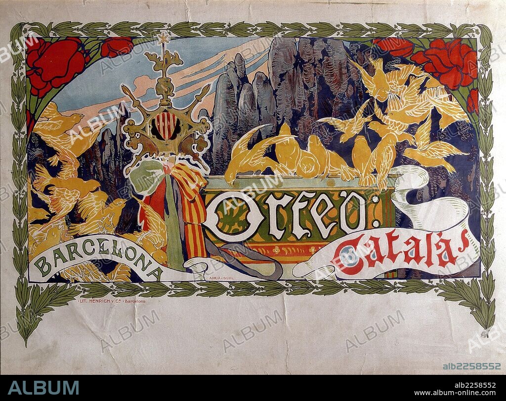 GUAL Y QUERALT, ADRIA. ESCRITOR ESPAÑOL. BARCELONA 1872-1944. CARTEL DE ORFEO CATALA. MUSEO DE ARTE MODERNO DE BARCELONA.