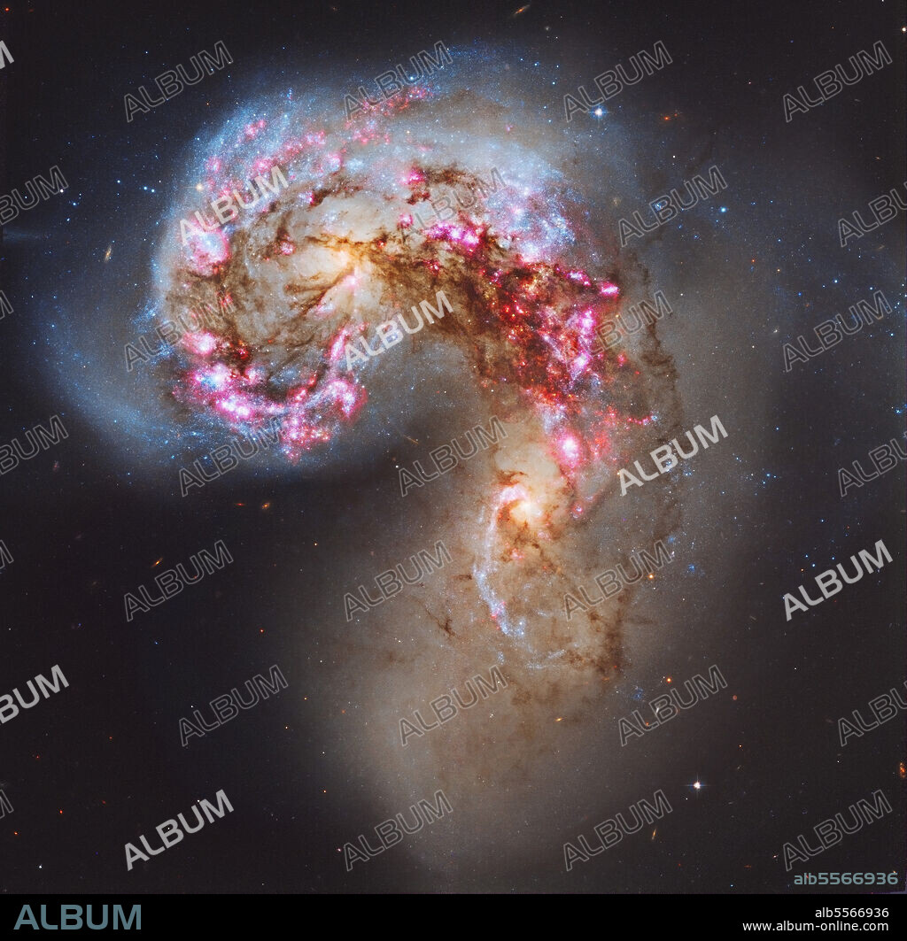 The Antennae galaxies, also known as NGC 4038/NGC 4039, are a pair of interacting galaxies in the constellation Corvus.