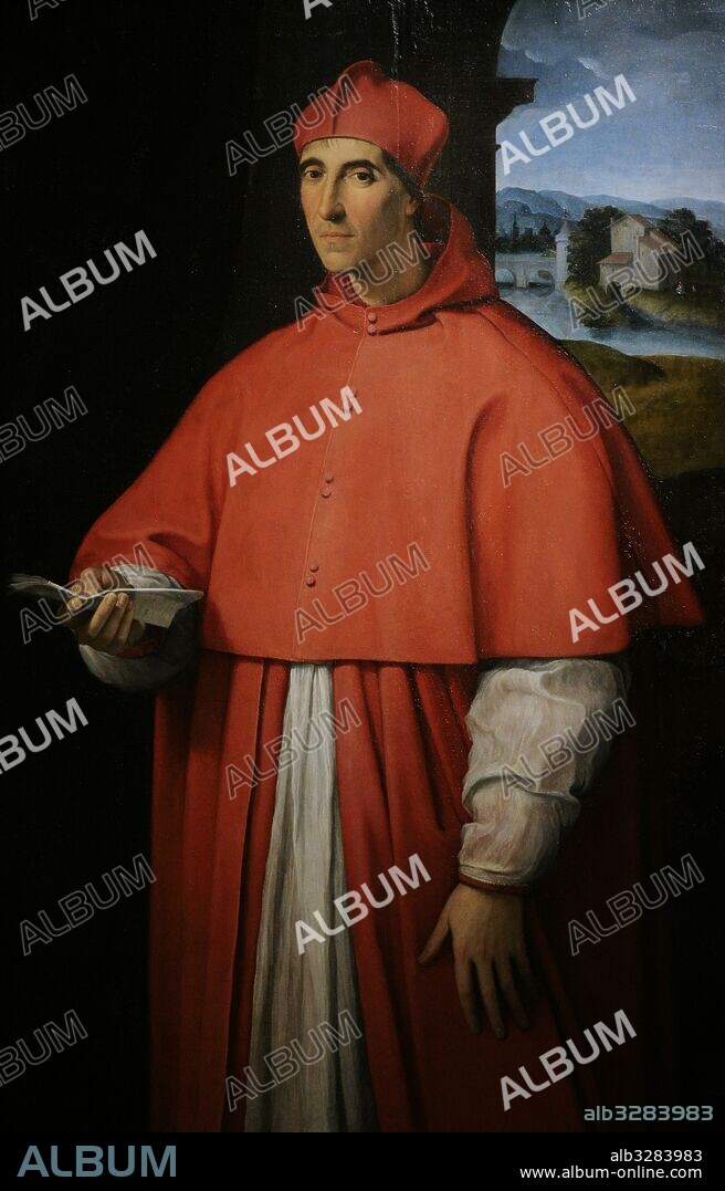 Alejandro Farnesio (1520-1589). Religioso italiano. Retrato del cardenal Alessandro Farnese, 1509-1511, por Rafael (h.1483-1520). Colección Farnese. Museo de Capodimonte. Nápoles. Italia.