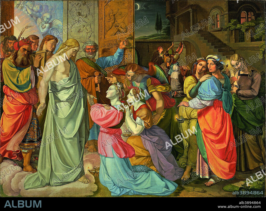 PETER VON CORNELIUS. The Parable of Wise and Foolish Virgins (unfinished). Date/Period: 1813 - 1816. Painting. Oil on canvas. Height: 1,140 mm (44.88 in); Width: 1,530 mm (60.23 in).