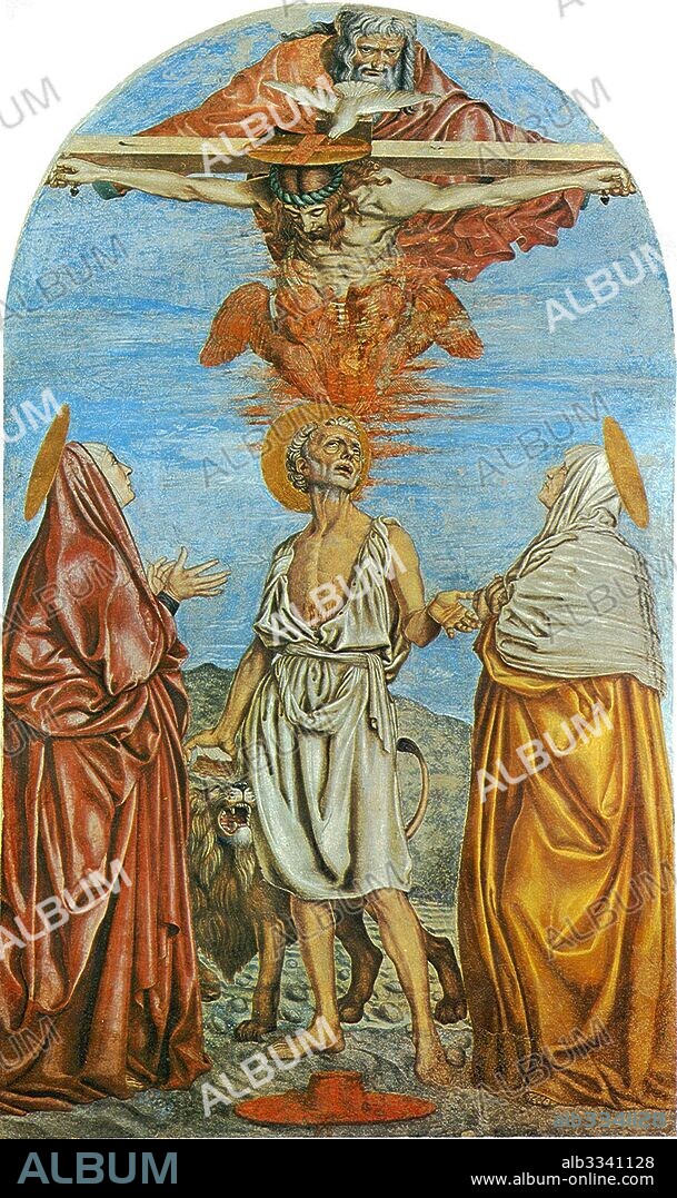 ANDREA DEL CASTAGNO. The Holy Trinity with Saint Jerome, Saint Paula and Saint Eustochium.