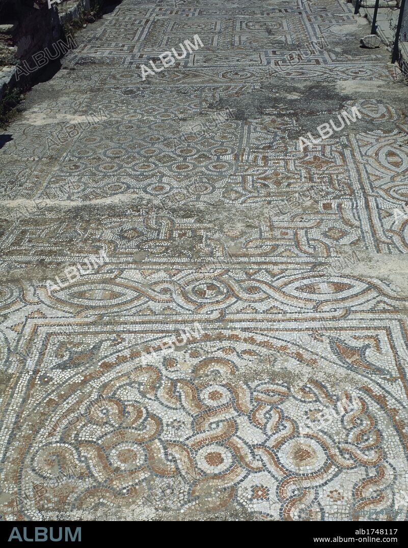 Turkey. Ephesus. Terrace Houses. Ornate mosaics on the floor. Floral motifs. Roman period. 2nd century AD. Anatolia.