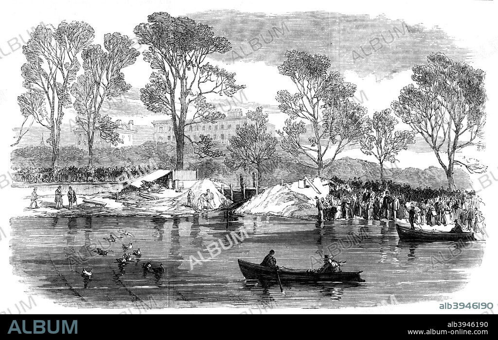 Draining the Serpentine River, Hyde Park, London, 1869. From The Illustrated London News (1869).