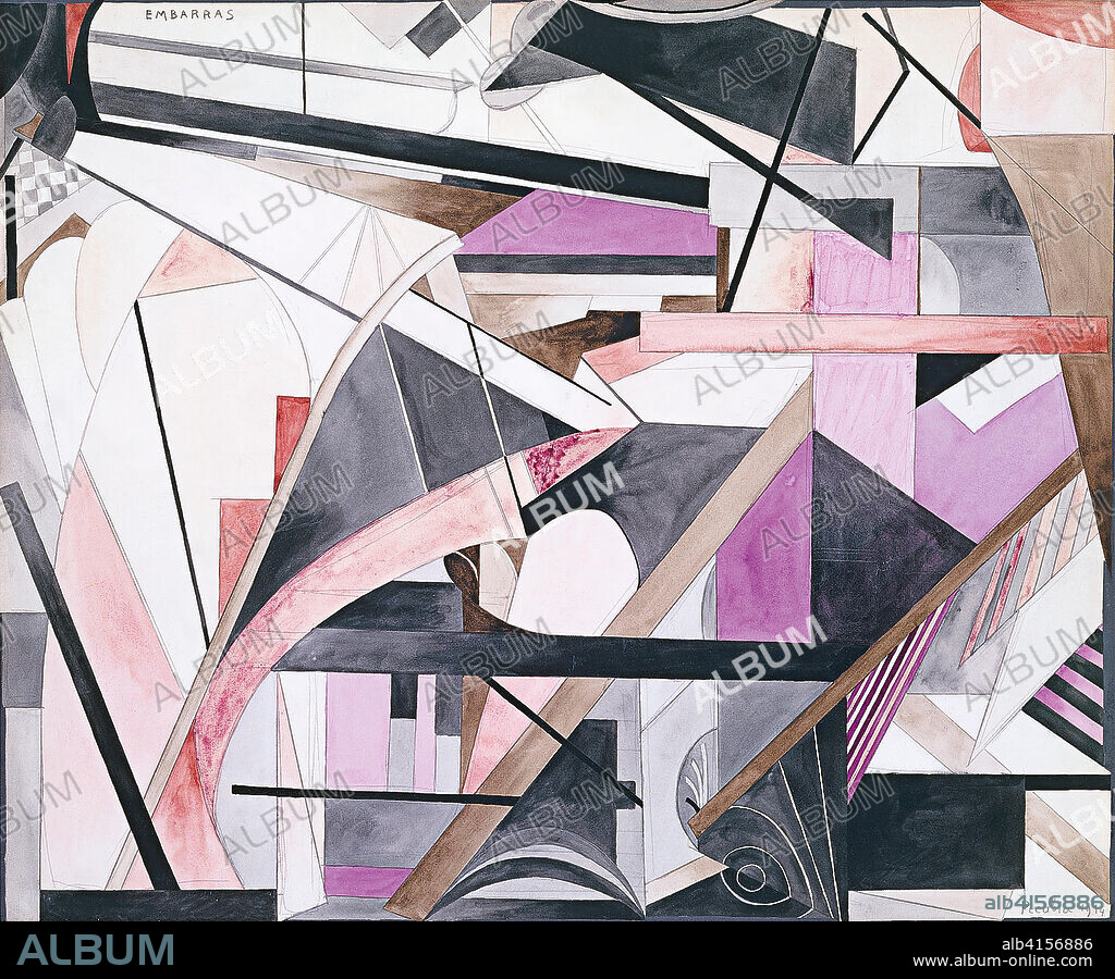 Francis Picabia (París, 1879-1953). El apuro (1914). Acuarela y lápiz sobre papel adherido a cartón. 53,8 x 64,7 cm.