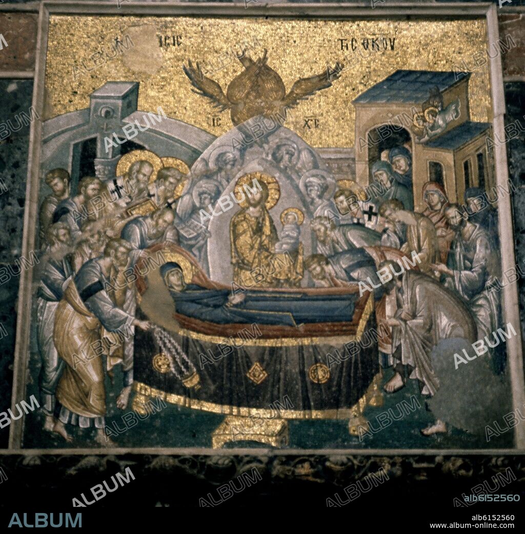 ASCENSION DE LA VIRGEN - MOSAICO BIZANTINO SIGLO XIV.