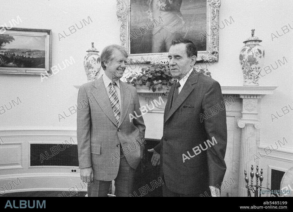 Jimmy Carter with Andrei Gromyko, Minister of Foreign Affairs of the Union of Soviet Socialist Republic. circa  09/23/1977.