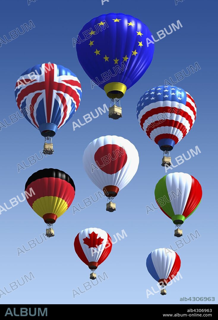 International flag hot air balloons.