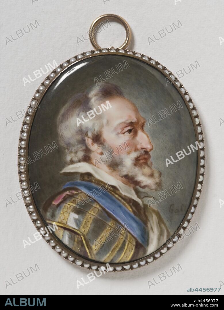After Peter Paul Rubens, King Henry IV, Henry IV (1553-1610), King of France, painting, Enamel, Oval, Frame of metal, Height, 4.8 cm (1.8 inches), 'hall' on the back, 'hall Suedois 1781.'.
