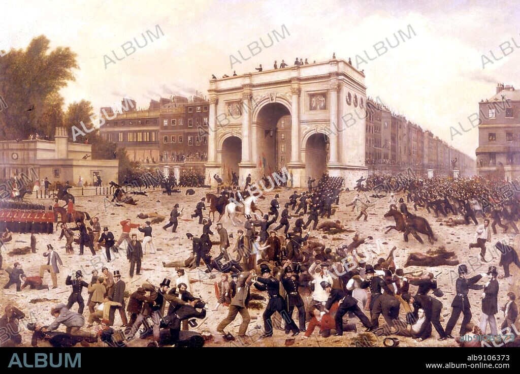 Manhood Suffrage Riots in Hyde Park by Nathan Highes 1866.