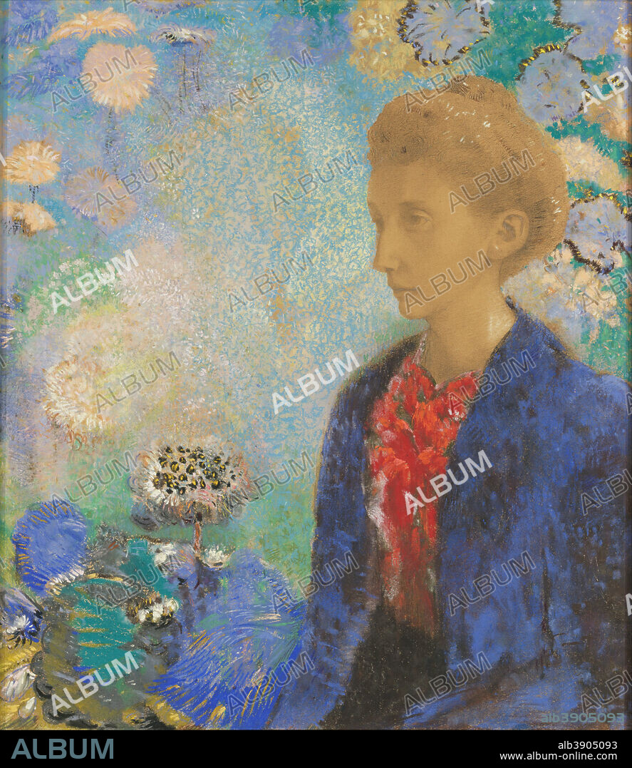 ODILON REDON. Baronne de Domecy. Date/Period: Ca. 1900. Drawing. Pastel and graphite on light brown laid paper. Height: 610 mm (24.01 in); Width: 424 mm (16.69 in).