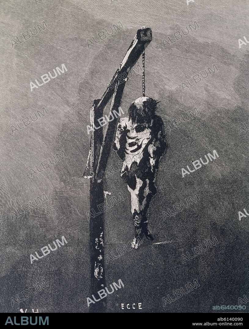 VICTOR HUGO (1802-1885). DIBUJO -AHORCADO.