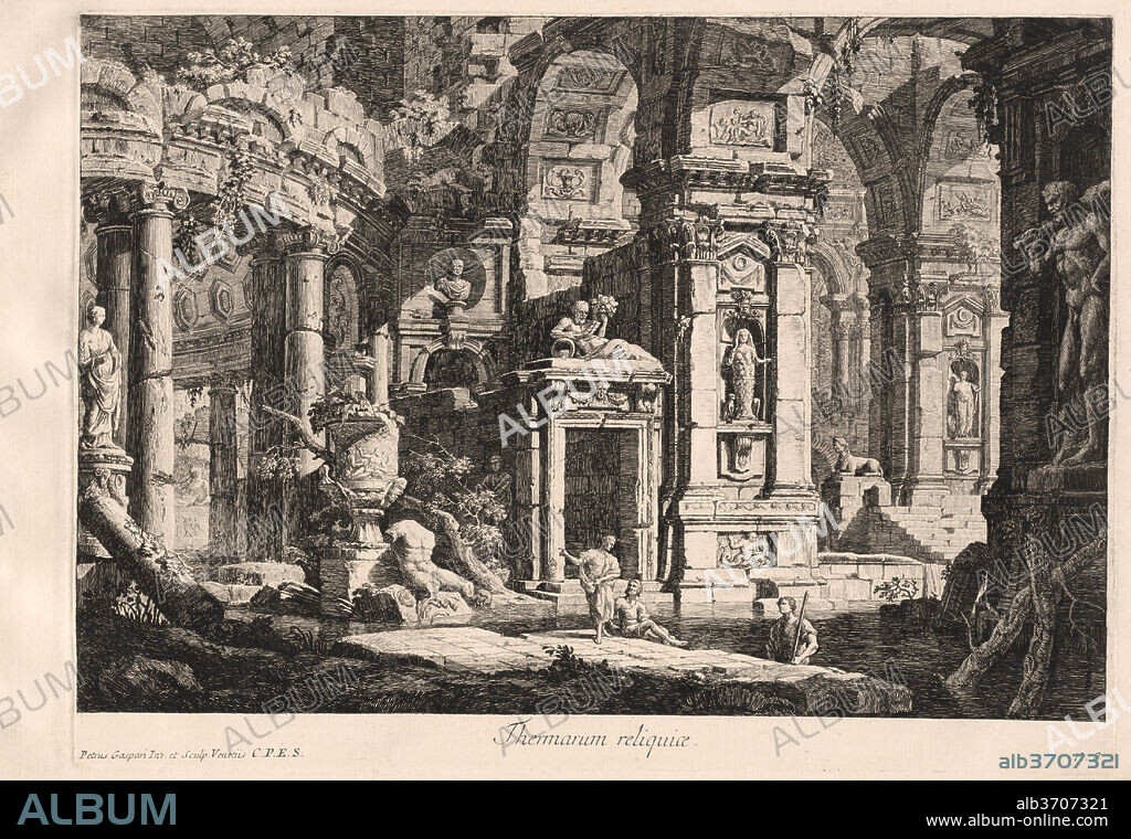 PIETRO GASPARI. Thermarum reliquiae. Dated: 1771. Dimensions: page size: 37.6 × 52.5 cm (14 13/16 × 20 11/16 in.)  plate: 30.8 × 42.2 cm (12 1/8 × 16 5/8 in.). Medium: etching with engraving on laid paper.