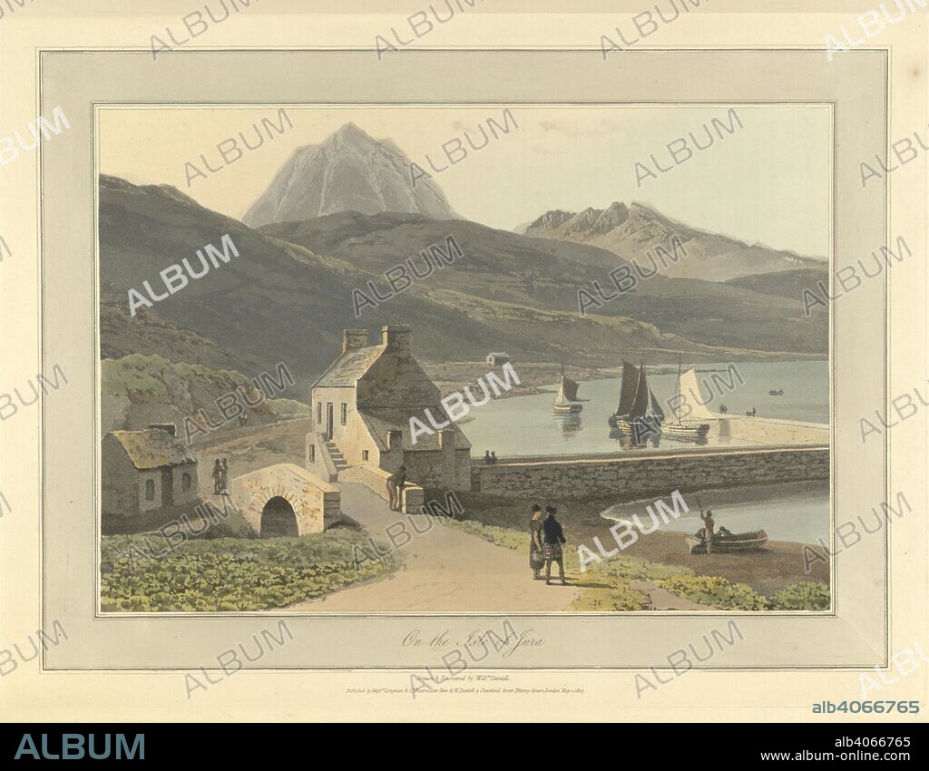 WILLIAM DANIELL and RICHARD AYTON. Mountains on the Isle of Jura. The coastline and landscape of Great Britain. Drawn and engraved by William Daniell. A Voyage round Great Britain undertaken in the summer of the year 1813. With a series of views illustrative of the character and prominent features of the coast, drawn and engraved by William Daniell. Longman: London, 1814-25. Source: G.7044 plate 68. Language: English.