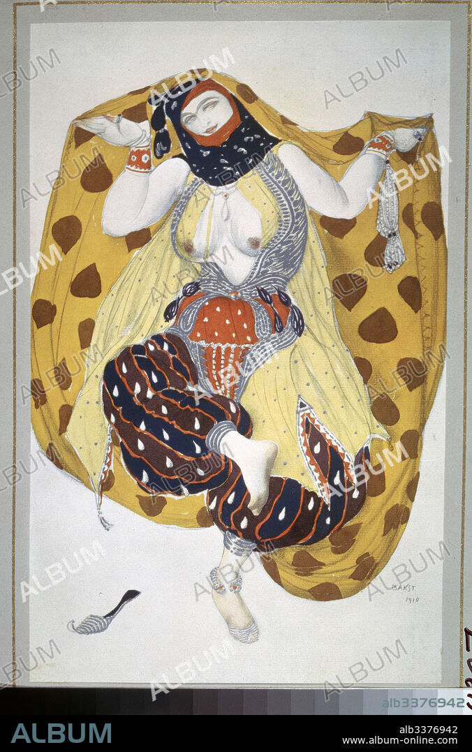LEON BAKST. Odalisque. Costume design for the ballet Sheherazade by N. Rimsky-Korsakov.
