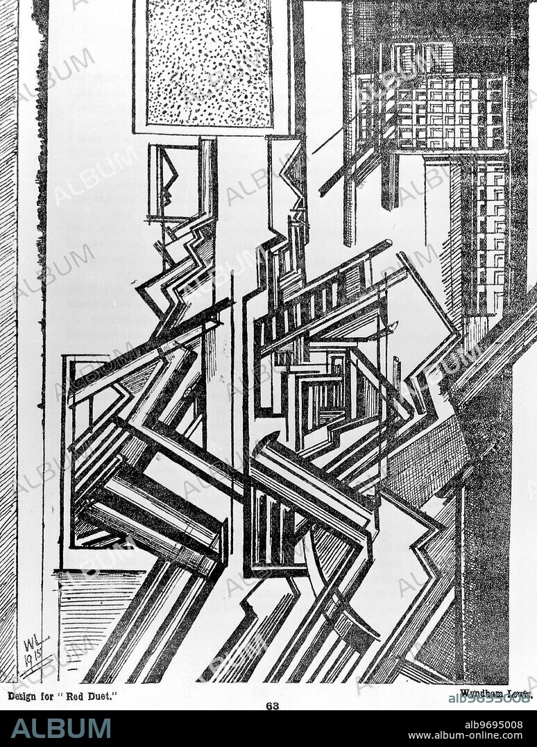 Painting. Design for 'Red Duet' by Wyndham Lewis (1884-1957) published in 'Blast' magazine.1915.