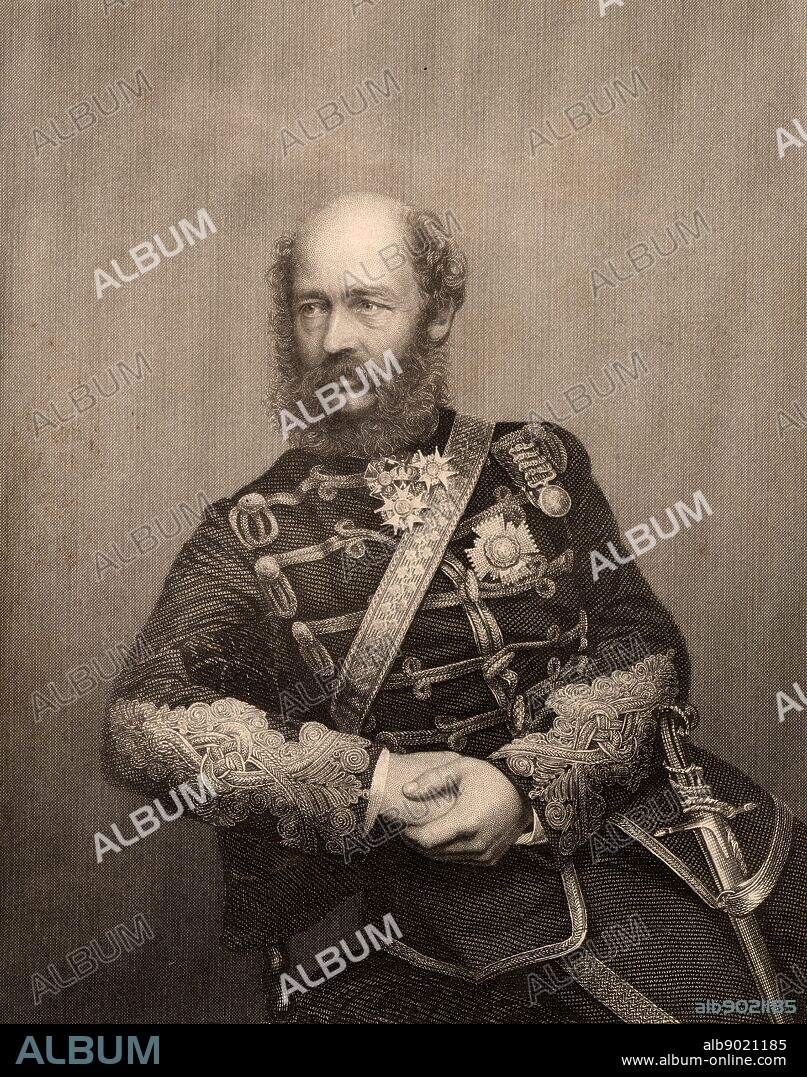 George Charles Bingham, 3rd Earl of Lucan (1800-1888 English soldier. Commanded the British cavalry in the Crimean (Russo-Turkish) War 1853-1856). Directed the charge of the Heavy Brigade at the Battle of Balaclava, 1854. Engraving from 'The Illustrated News of the World' (London, c1860).
