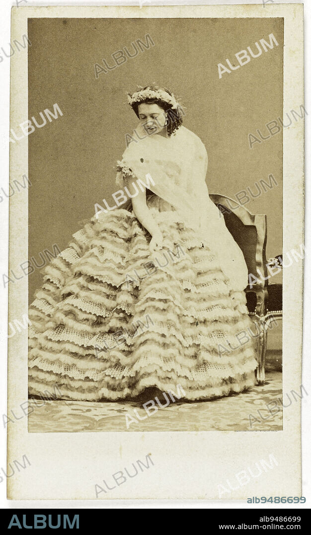 Portrait of Marie Dolorès Porrisy-Montes (1818-1861), known as Lola Montes, actress and dancer., Disderi & Cie, Photographer, Between 1860 and 1890, 2nd half of the 19th century, Photography, Graphic arts, Photography, Albumen paper print, Dimensions - Work: Height: 8.6 cm, Width: 5.3 cm, Dimensions: Height: 10.2 cm, Width: 6.1 cm.