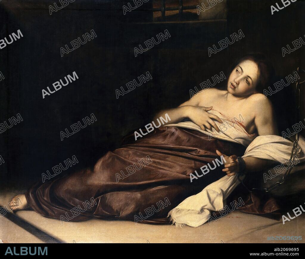 ANDREA VACCARO (zugeschrieben). Andrea Vaccaro (Attribution) / 'Saint Agatha in Prison', 17th century, Italian School, Canvas, 104 cm x 127 cm, P00017.