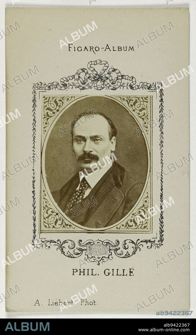 Portrait of Gille Philippe, (known as the Iron Mask), (1831-1901), (writer, playwright, art critic), Liébert, Alphonse, Photographer, Between 1860 and 1890, 2nd half of the 19th century, Graphic Arts, Photography, Albumen print, Height: 4.7 cm, Width: 3.9 cm.