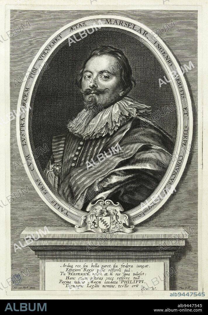 Marselaer, Van Dyck, Antoine or Anthonie or Antoon, Model, Lommelin, Adriaen, Model, Galle, Cornelis (known as Galle the Elder), Engraver, Before 1641, 2nd quarter of the 17th century, Graphic arts, Interpretative print, Etching, Burin, Paper, Height: 32 cm, Width: 21.7 cm.