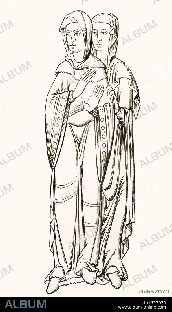 Costumes of Frankish women courtiers from the sixth to the tenth centuries.