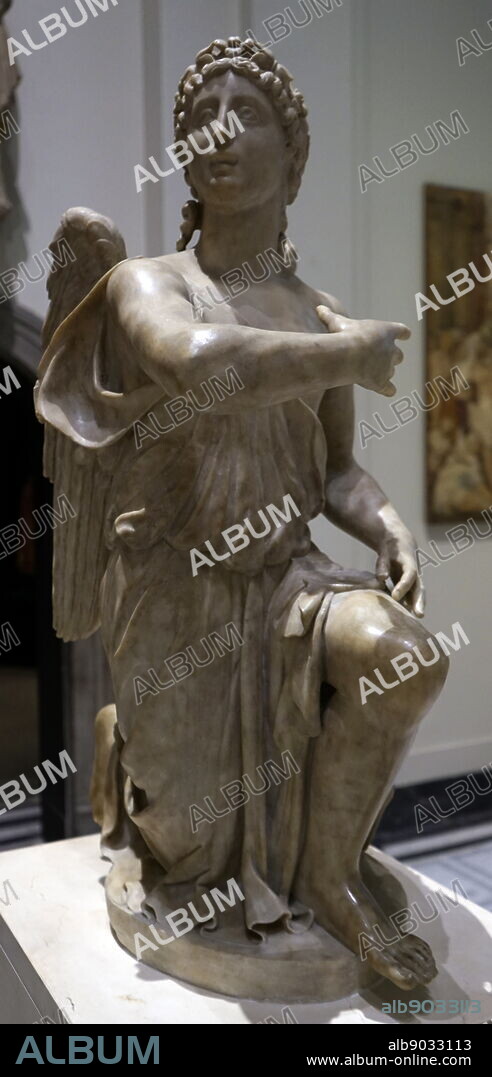 Satute of a kneeling angel (one of a pair). Possibly made by Silvio Cosini (1495-1549) Italian sculptor. Dated 16th Century.
