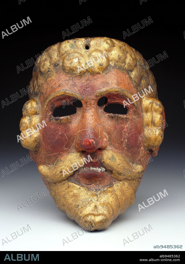 Mask, 19th century, 8 1/8 x 6 5/8 x 5 1/4 in. (20.64 x 16.83 x 13.34 cm), Wood, pigment, Guatemala, 19th century, This mask represents Pedro de Alvarado, a Conquistador, and is used during the Dance of the Conquest that is performed in the Quiche region of Guatemala. In this dance, Alvarado and his soldiers battle with Tecun Uman, one of the last great Maya heroes. During the fight, the conquistador falls from a great wound inflicted by Tecun Uman, who thinks he has won and walks away, but Alvarado gets up and kills the Maya warrior before finally dying himself. The dance is accompanied by drums and whistles and the participants shout out the Quiche words of the ancient poem describing the conflict.