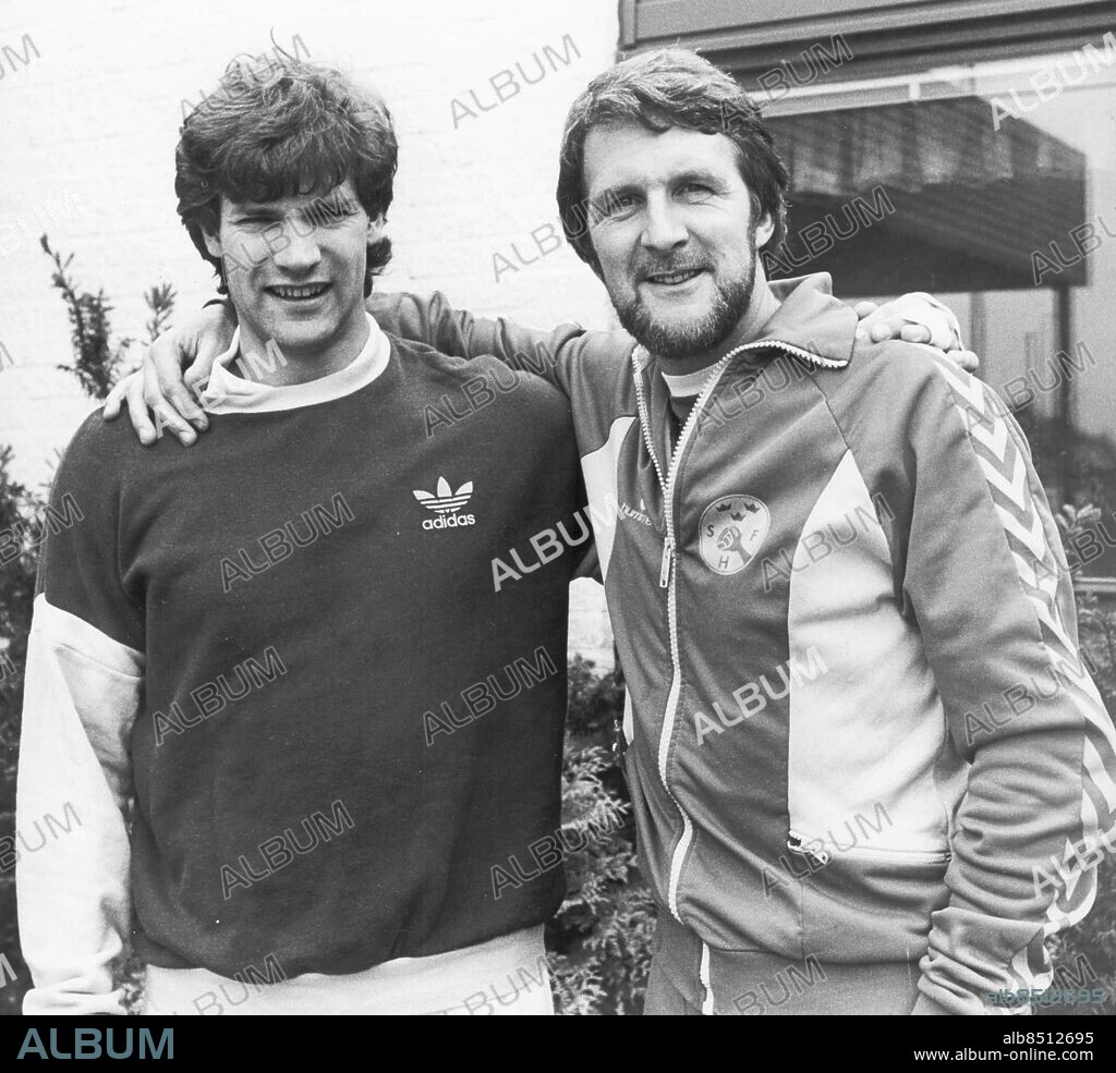 Göteborg 1984-06-01. Handbollsspelaren Per Carlén och tränaren Roger Carlsson *** Local Caption *** GP Foto: harry Nicolaisen. KAMERAREPORTAGE.
