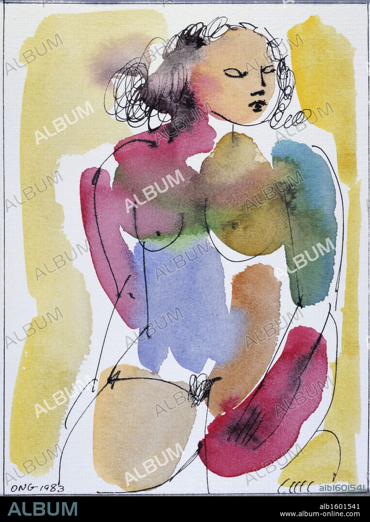 Nude #3  Diana Ong (b.1940/Chinese-American)  Watercolor  Private Collection.