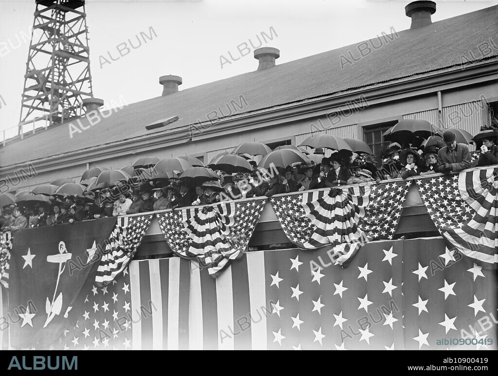 BAIN NEWS SERVICE. Launch of "Florida", U.S.N., 1910. Shows the launch of the USS Florida battleship on May 12, 1910 at the Brooklyn Navy Yard.