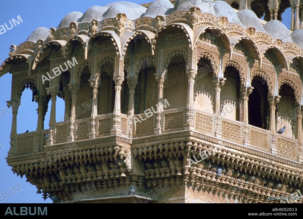 Salim Singh-ki-Haveli, Jaisalmer, Rajasthan, India. Of Persian origin, and meaning 'enclosed space', haveli is the word for private mansions in Pakistan and northern India. Jaisalmer boasts several fine examples, including this one, built in 1815 for the Prime Minister of Jaisalmer, Salim Singh.