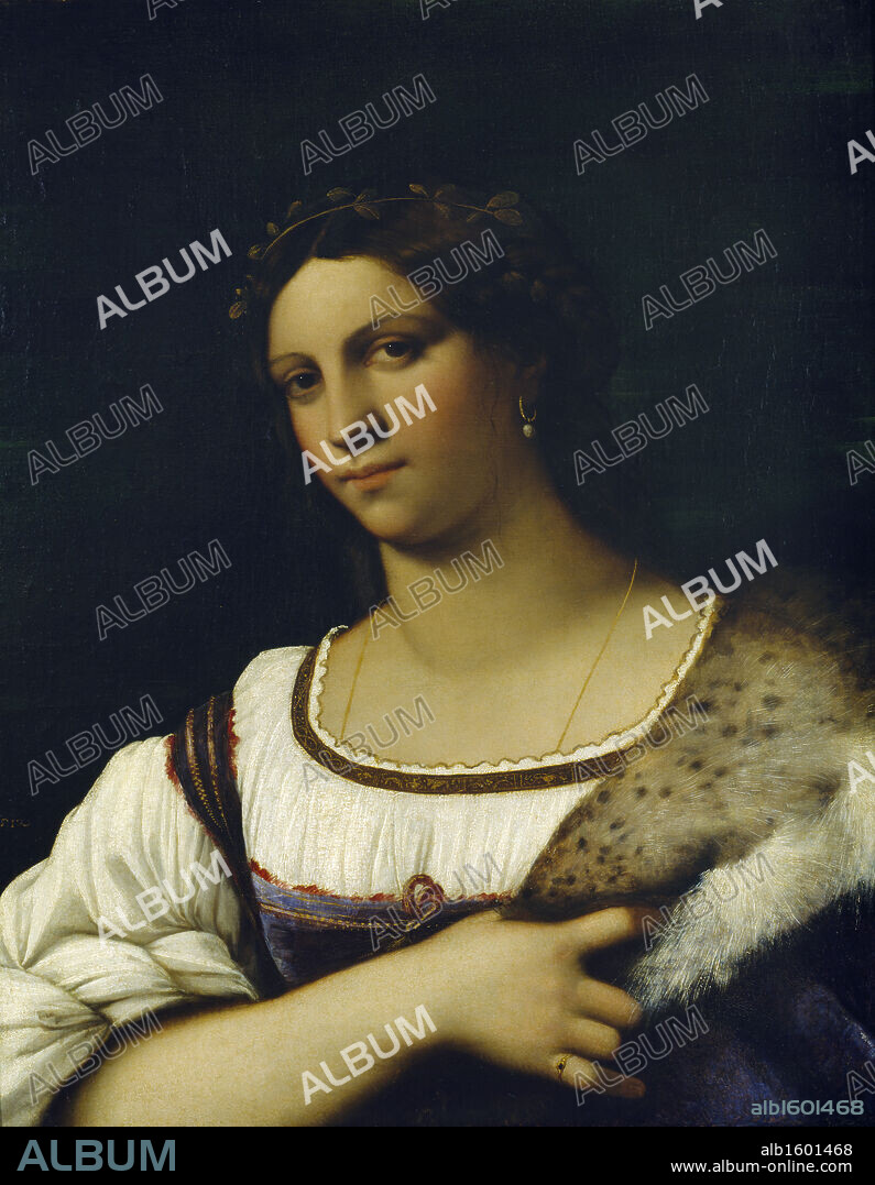 Portrait of a Lady    (La Fornarina)   1512  Sebastiano del Piombo (1485-1547/Italian)   Oil on Wood Panel  Galleria degli Uffizi, Florence.