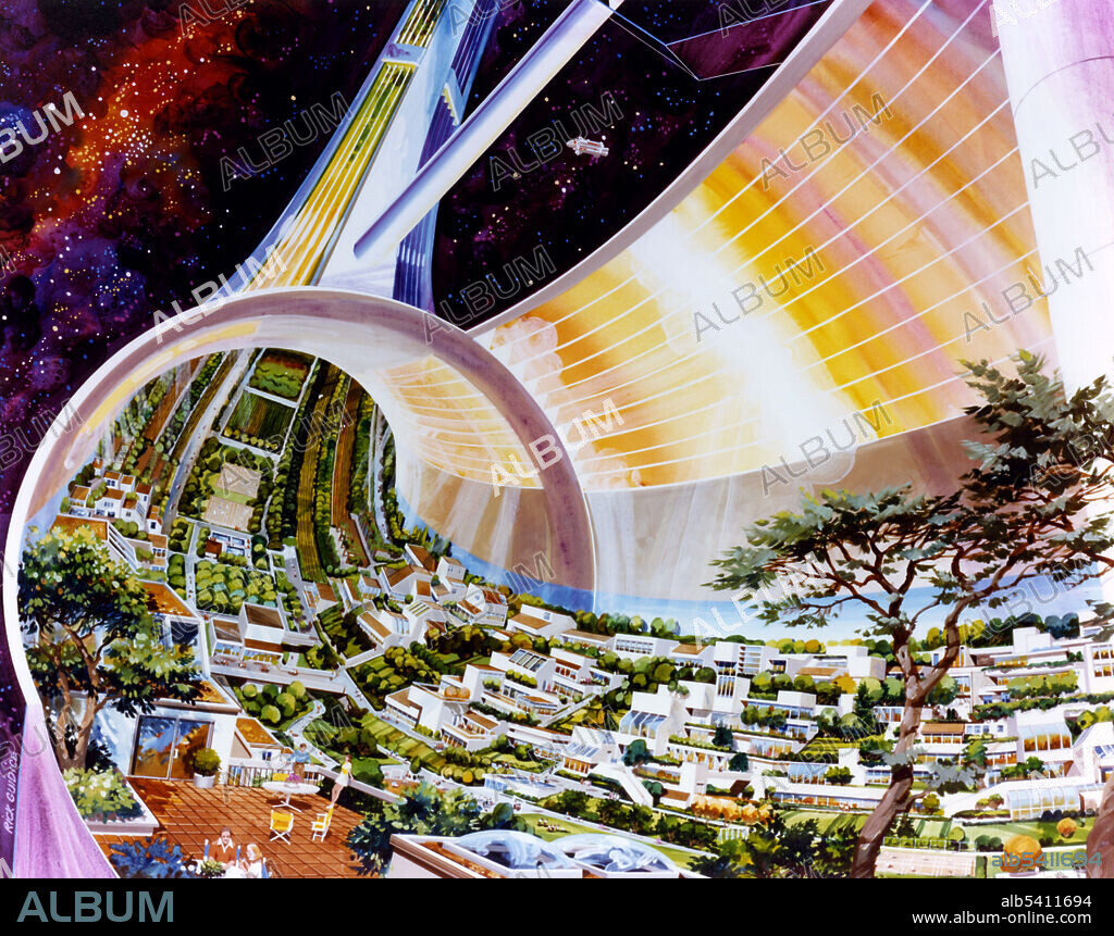 Cutaway view, exposing the interior of torus colony. In the 1970s, three space colony summer studies were conducted at NASA Ames Research Center. Artistic concepts were designed and rendered for colonies housing about 10,000 people. Space colonization is permanent human habitation off the planet Earth. No space colonies have been built so far. The building of a space colony would present a set of huge technological and economic challenges. Space settlements would have to provide for all the material needs of hundreds or thousands of humans, in an environment out in space that is very hostile to human life. They would involve technologies, such as controlled ecological life support systems, that have yet to be developed. They would also have to deal with the issue of how humans would behave and thrive in such places long-term. Because of the present cost of sending anything from the surface of the Earth into orbit,  a space colony would be a massively expensive project.