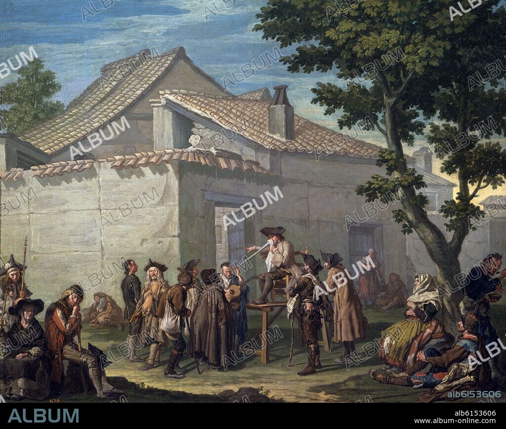 FRANCESCO SASSO. EL CHARLATAN DE ALDEA - SIGLO XVIII - OLEO/LIENZO - 105x126 cm - NP 330 - ROCOCO ITALIANO.
