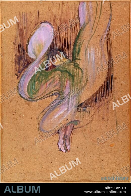 HENRI DE TOULOUSE-LAUTREC. Toulouse-Lautrec, Henri de. 1864-1901. "Loïe Fuller aux Folies Bergère" (Loïe Fuller at the Folies Bergère), 1891/92. (Study for a lithograph). Black ckalk and oil on card, 63.2 × 45.3cm. Albi, Musée Toulouse-Lautrec.