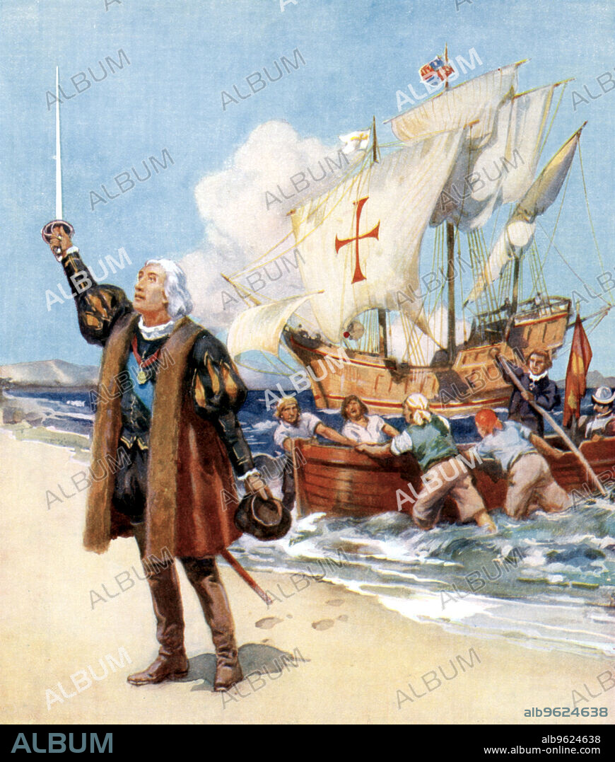 Christopher Columbus landing in America, 1492, (c1920).