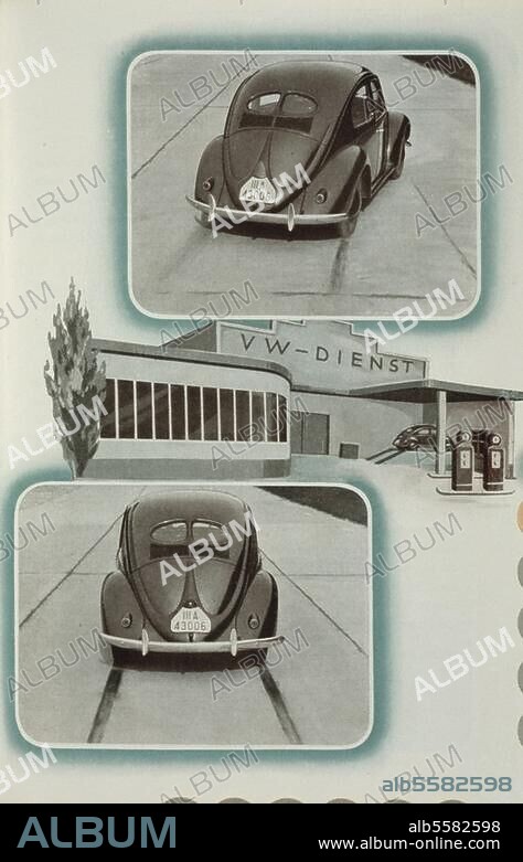 Verkehr / Automobil:. Volkswagen (VW). "KdF-Wagen". Aus: "Der KdF-Wagen von A bis Z". Ein Handbuch vom KdF-Wagen. Hrsg.: Volkswagenwerk G. m. b. H. Frankfurt a. M. (Breidenstein Verlagsgesellschaft) o. J. (um 1939).