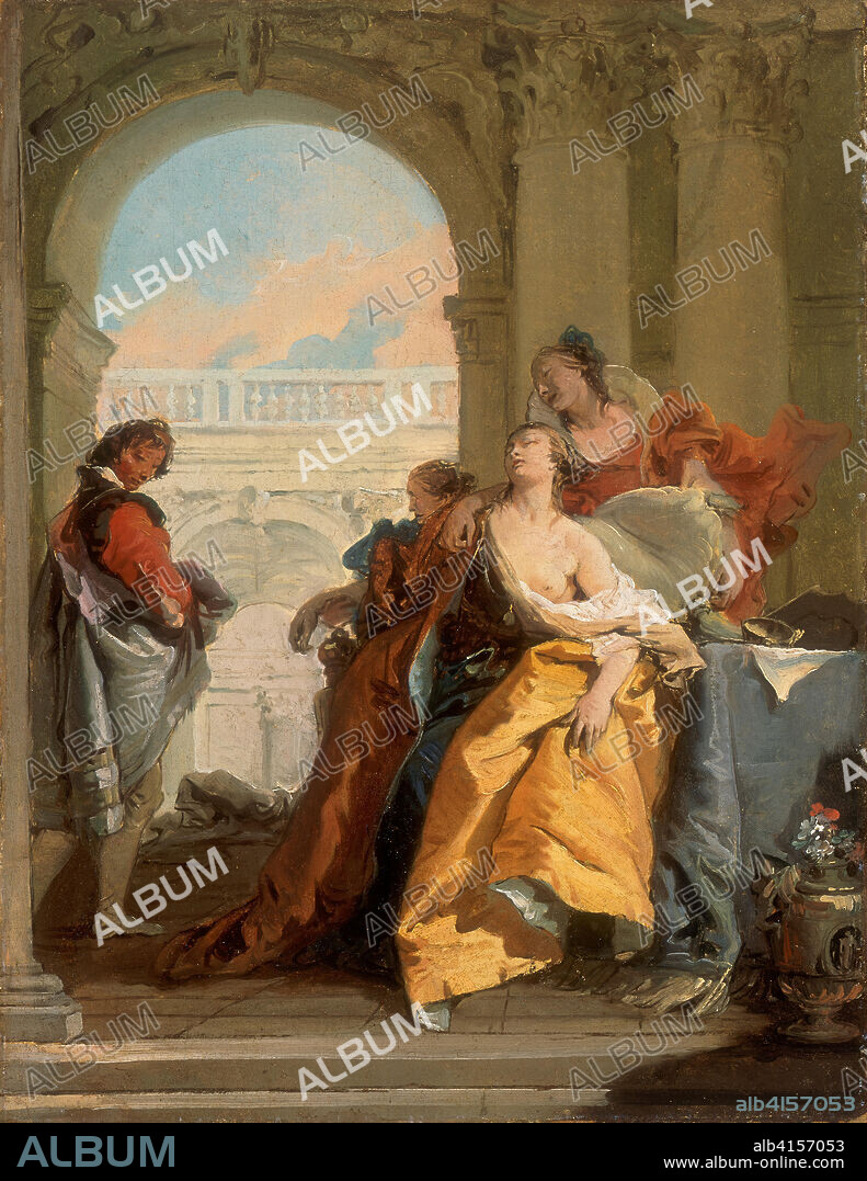 Giambattista Tiepolo (Venecia, 1696-Madrid, 1770). La muerte de Sofonisba (hacia 1760). Óleo sobre lienzo. 48,3 x 38,2 cm.