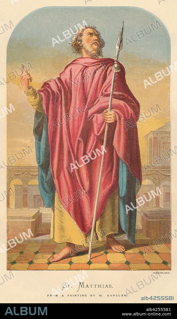 WILHELM KANDLER. 'St. Matthias', mid-late 19th century. Saint Matthias depicted with a spear. [Leighton Bros, London].