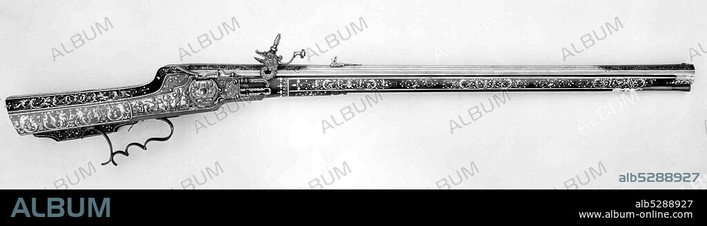 CASPAR SPAT and ELIAS BECKER. Wheellock Rifle, German, Munich and Augsburg, dated 1668.